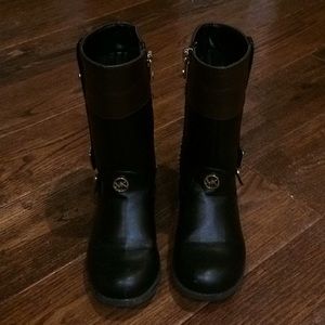 Kids Michael Kors boots black with brown size 10c